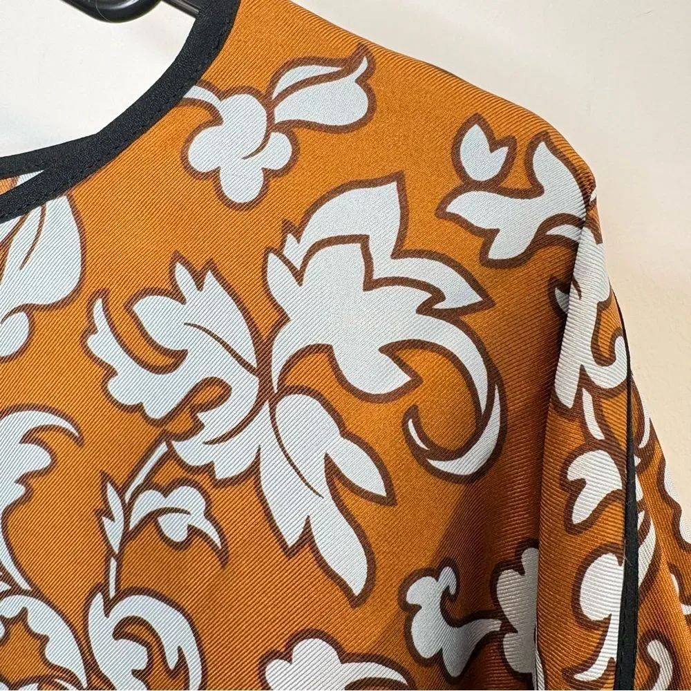 Tory Burch Printed Silk Blouse - Size Small - 70s Scroll